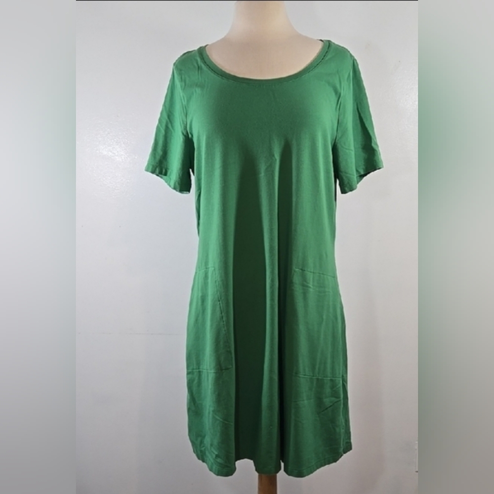 Isaac Mizrahi Live Green Kint Short Sleeve Dress Large